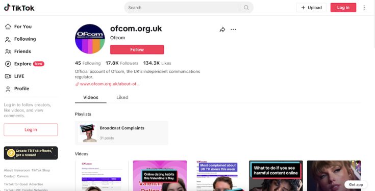 Ofcomのサイトのスクリーンショット