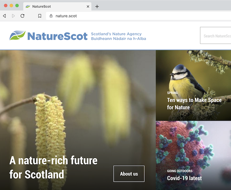 スコットランドの自然庁のサイトの画面キャプチャ